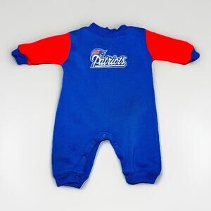 New England Patriots Baby Romper 3-6 Months Red Blue NFL Play Football Vintage